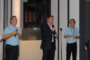 Monty, Mårten and Kaj with Salmiakki singing Helan Går at the MySQL User Conference Japan in 2007